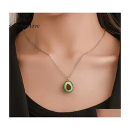 Pendant Necklaces Cute Avocado Earrings Necklace Keychain Set For Women Girl Creative Soft Y Fruit Charms Party Gifts Drop Delivery Dhzba