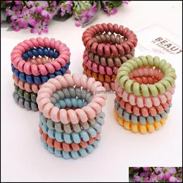 Hair Rubber Bands High Quality Telephone Wire Cord Gum Tie Girls Elastic Band Ring Rope Candy Color Bracelet Kids Adt Accessories259 Otwf1