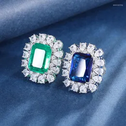 Anelli a grappolo 2023 Charms Fashion 13 18mm Square Emerald Sapphire Anello di apertura regolabile Gioielli da donna Anniversario di matrimonio Regalo Boho