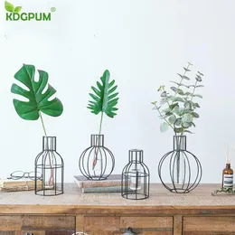 Vasen Nordic Stil 3D Glas Eisen Kunst Geometrische Hydrokultur Vase Pflanze Pflanzer Bonsai Blumentopf Hochzeit Hause Dekoration