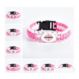 Urok bransolety 14 stylów Emergency Medical Technician EMT for Women Girls Pielęgniarka Pielęgniarka Znak szklany Wrap Bangle Girld Jewelry OT053