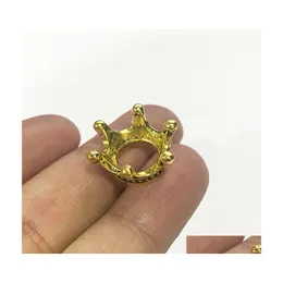 Charms 30Pcs/Lot Mini Crown Shaped Antique Gold Sier Color Pendant Fit Diy Necklace Handmade Accessories Jewelry Whole Drop Delivery Dhce9
