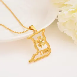 Pendant Necklaces Gold Color Trinidad And Tobago Map Flag Necklace Chain Women Girls Boy Men Party Trendy Jewelry Gifts Kids Daily Wear