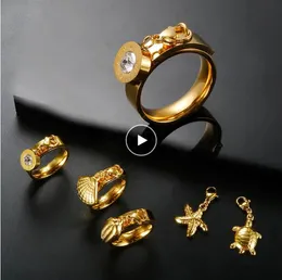 Тенденция DIY подвесное кольцо для женщин -морская морская черепаха морская черепаха Римский цифровой хрустальный кольцо кольцо из нержавеющей стали украшения