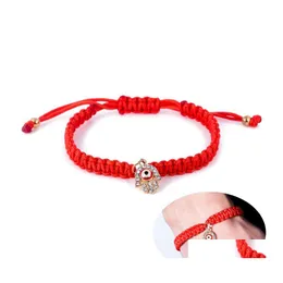 Charm Bracelets Fatima Hand Hamsa Evil Eye Red Braided String Rope Chains Bangle For Women Men Fashion Diy Handmade Jewelry Drop Deli Otjwg