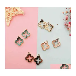 Charms 10Pcs Acrilico Lucky Grass Fourleaved Clover Pendenti in lega Fit Fai da te Orecchini Braccialetto Accessorio per gioielli Fx401 Drop Delivery Fi Dhplw