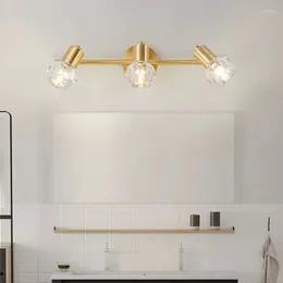 Lampade da parete IWP Modern Copper Crystal Mirror Light Luxury Gold Semplice bagno WC Lavabo Vanity Lamp Camera da letto Comò LED Cabinet