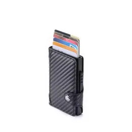 Geldclips Zovyvol Men and Women Slim Card Holder Carbon Fiber PU Leather Wallet RFID Blokkeerhoes voor reisdruppel J220809 Lever DHXVP