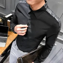 Men's Casual Shirts Vestiti Eleganti Uomo Autumn 2023 Streetwear Korean Mens Long Sleeve Slim Fit Silver-pressed Office Dress Sybi22
