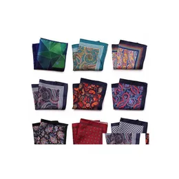 Lenços de lençamentos de moda bolso de bolso quadrado marinho verde colorf lenço de seda listrada floral listrada hanky terno mens.