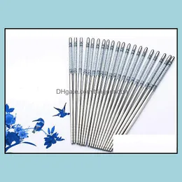 Chopsticks 1000Pair Stainless Steel Length White Chinese Traditional Flowers Pattern Tableware Kitchen Sn2510 Drop Delivery Home Gar Dhlhc