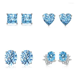 Stud Earrings JUNZI Simple And Elegant Light Blue Women Piercing Ear Brilliant Cubic Zirconia Wedding Engagement Statement Jewelry