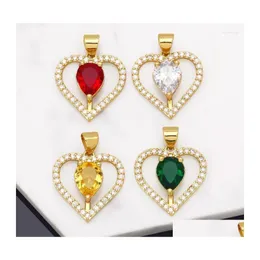 Hänge halsband ocesrio mtiple färg stort hjärta för halsband koppar guld pläterad cz ihålig diy handgjorda smycken tillverkar leveranser släpp dhenh