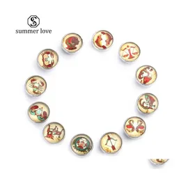 Charms Mode Snap Button12 Sternzeichen Konstellationen Glas Charm für Lederarmband 18mm Unqiue Muster DIY Drop Lieferung Schmuck Fi Dhnqr