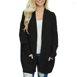 Kvinnors stickor Kvinnor Lång Cardigan med fickor stor storlek stickning tröjor Vinterkläder Pull Femme Manche Longue Fall Fashion RZ