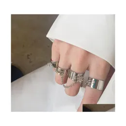 Cluster Rings Punk Cool Hip Mtilayer Adjustable Man Rotate For Women Party Gift Chain Four Open Finger Alloy Drop Delivery Jewelry Ri Dhadw