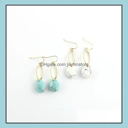 Dangle Chandelier Natural Water Drop White Green Turquoise Stone Earrings Waterdrop Gold Color Jewelry For Women Delivery Otual