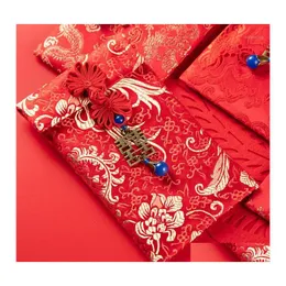 Gift Wrap 2021 Wedding Birthday Housewarming Brocade Silk Money Pocket Red Chinese Style Year Envelopes1 Drop Delivery Home Garden F Dhfbv