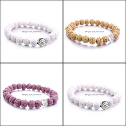 Perline 8Mm Colourf Pietra Lavica Albero Della Vita Perline Bracciale Fai Da Te Aromaterapia Diffusore Di Olio Essenziale Per Donna Uomo Gioielli Goccia Consegna Oth3M