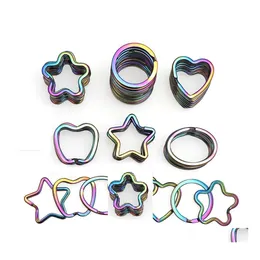 Kluczowe pierścienie Rainbow Heart Star Blaki Apple Blaki metalowy pierścień łańcuchowy podzielony unisex breaking bleźlak Uchwyt akcesoria
