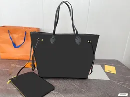 högkvalitativ märkesdesigner präglade väskor för kvinnor svarta stora handväskor axelväska plånböcker 2st set 45cm fc048