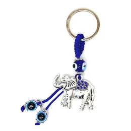 Nyckelringar L Bravo Team Lucky Elephant w/Crystals and Blue Evil Eye Keychain Ring Sign of Protection Blessing Home Keys Pu Dhgirlssho Dhagn