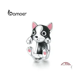 Charms Bamoer 925 M Bracelet 액세서리를위한 Sterling Sier Cute Puppy Charm Original Beads Jewelry Make BSC388 드롭 배달 DHZUI