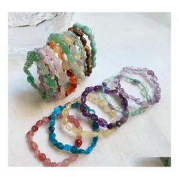 예술과 공예 레이크 힐링 여성 애호가를위한 자연적인 결정 돌 팔찌 irregar rock gravel fluorite citrines pink quartz bracel dhzpe