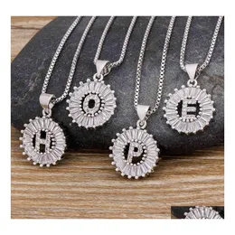 Pendant Necklaces Fashion Sier Color Initial Letter Name Az Alphabet Crystal Choker Necklace Charm Jewelry Femme Collier Drop Delive Dhn4Y