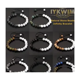 Beaded Strand Natural Stone Bracelet Obsidian Labradorite Lapis Lazi Turquoises Jewelry Gift For Men Women Adjustable 8 Mm Drop Deli Dhgdi