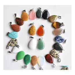 Arts And Crafts Natural Stone Charms Drop Tigers Eye Rose Quartz Opal Pendant Turquoise Pendants Chakras Gem Fit Earrings Necklace M Dhqai