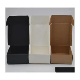 Подарочная упаковка 7x7x3cm blank Kraft Paper Paper Packaging Box White Black Candy Wedding Favors упаковка вечеринка по случаю дня рождения1 Drop Deli Dhhot