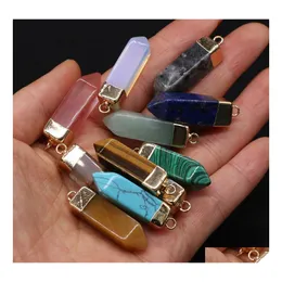 Artes e artesanato Pedra natural quadrangular rosa quartzo lapis lazi turquesa opala pingente pingente faça você mesmo para pulseira colar brincos judeu dhsax