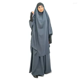 Etniska kläder conunto de vestido jilbab para mujer bata musulmana abaya ropa rezar namaz burka 2 piezas