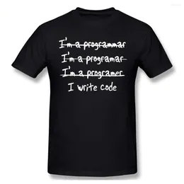 Herr t -skjortor Jag är programmerare skrivkod rolig humor skjorta överdimensionerad bomull kort ärm anpassad för män