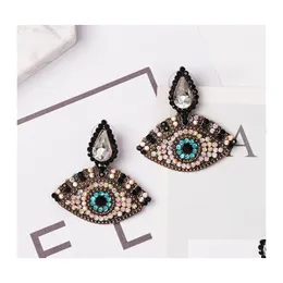 Stud Fashion Jewelry Colorf Eye Orecchini Fl Diamond Rhinstone Dangle Drop Delivery Dh9Qc