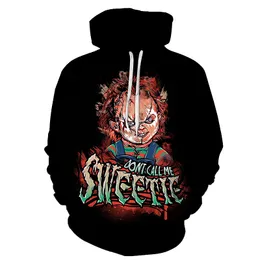 Hip Hop Sportwear Punk Sıradan Gevşek Parça Pantolon Sonbahar Erkekler Serin Baskı Oyun Chucky 3D Hoodies