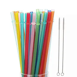 24cm 9.45 inch Plastic Reusable Straws Hard PP Clear Colors Food Grade Drinking Straw