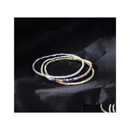 Tennis 2.0Mm Thin Crystal Bracelet For Women Single Row Stretch Girls Party Wedding Jewelry Gift Drop Delivery Bracelets Dhupe