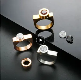 Popularitet DIY Changeble 3 Color Cubic Zirconia Ring for Women Men 316 Rostfritt stål Fashion Finger Rings Vattentäta smycken