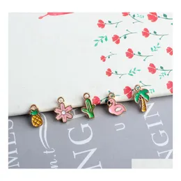 Charms 10 Pz Carino Mini Fiore Albero di Cocco Fenicottero Ciondolo Smalto Risultati Fai Da Te Donne Gioielli Fatti A Mano Che Fanno Accessorio P132 Drop De Dh580