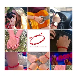 Link Chain 10Pcs 7 Knots Red String Link Bracelet Handmade Protection Eye Good Luck Amet For Success Prosperity Couples Friendship Dhwzi