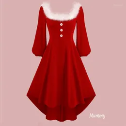 Casual Dresses Plush Square Neck Party Dress Mother And Daughter European American Women's Clothing 2023 Autumn Winter