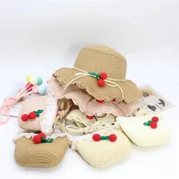 Cappelli Berretti Estate Baby Flower Cappello traspirante Paglia con borse a mano Bambini Ragazzo Ragazze Visiera parasole Protezione UV Panama Gorras