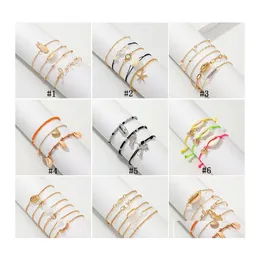 Charm Armbänder Böhmische Muschel Set für Frauen Ananas Perle Seestern Schnur Seil Ketten Weibliche Boho Hawaiian Strand Schmuck Geschenk Ot8Rl