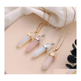 Konst och hantverk Personlighet Hexagonal Column Quartz Necklace Pendant Fashion Natural Stone Pink Crystal Ladies Jewelry Drop Delivery Dhycz