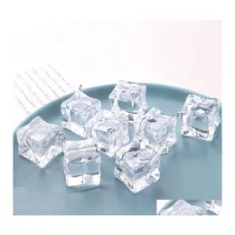 Charms 10pcs 투명 큐브 수지 펜던트 패션 보석 보석 액세서리 귀걸이 키 체인 플로팅 드롭 배달 DHJPE를위한 기하학적 얼음