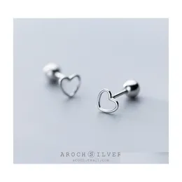 Stud 925 Sterling Sier أقراط للنساء حفل زفاف حفلة قلب فتاة جوفاء بساطتها Aretes 3503