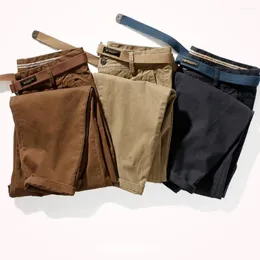 Men's Pants Japanese Casual With Retro Loose Feet Men's Fashionable Clothes Washed Old Khaki Elastic Woven Nine-point Tapered