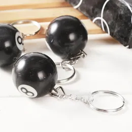 Keychains Creative Fashion Biljard Pool Round Ball Key Ring Lucky Black No.8 Kedjor 32mm Harts Smyckespresent